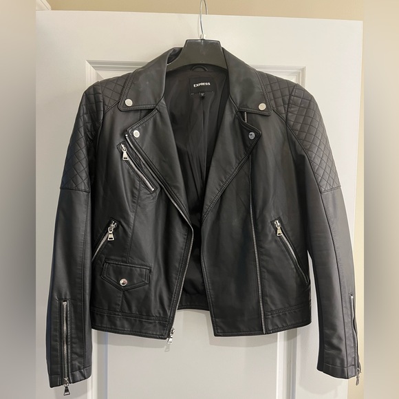 Express Jackets & Blazers - Vegan/Faux Express Leather Jacket. It’s in good condition! No rips or tears